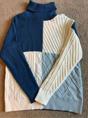 Never worn - Oversized - Très Chic Ribbed Knit Sweater - Deep Teal Blue